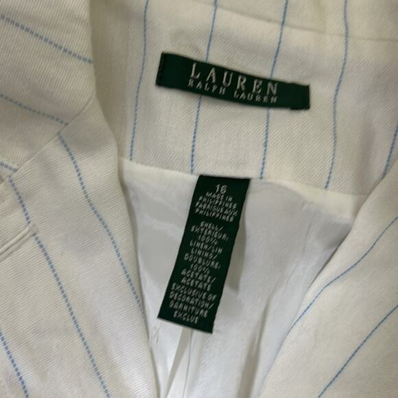 Women’s Ralph Lauren white linen pin stripe jacket size 16 NWT - Picture 3 of 8